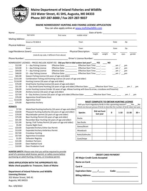 Maine Maine Nonresident Hunting And Fishing License Application