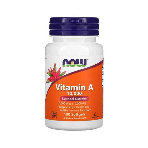 Vitamina A, 10 000 IU, Now Foods, 100 softgels