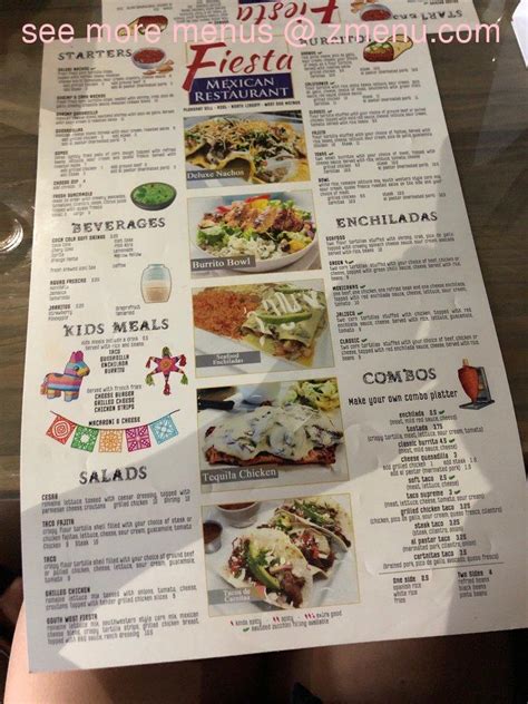 Menu at Fiesta Mexican Restaurant, West Des Moines