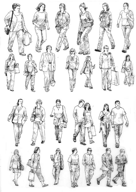Entourage_SamplePage2 | Human figure sketches, Figure sketching, Human ...