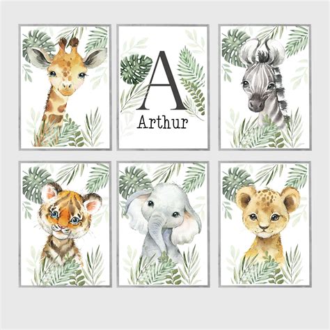 Jungle Safari Animal Nursery Prints A4 Or A3 Size Etsy Uk