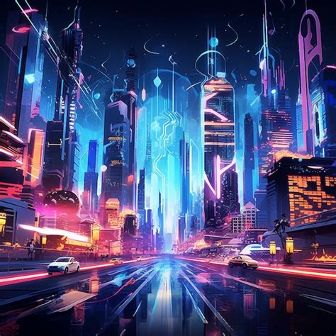 Premium AI Image Abstract And Futuristic Cityscape Immersed In