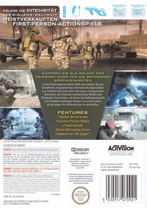 Call Of Duty Modern Warfare Wii Box Cover Art Mobygames