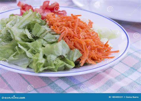 Lettuce Carrot Cucumber Tomato And Onion Salad Stock Image Image