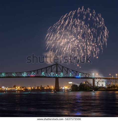 Photograph Fireworks Jacques Cartier Bridge Fireworks Stock Photo ...