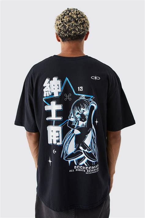 Tall Oversized Anime Back Print T Shirt Boohoo Uk