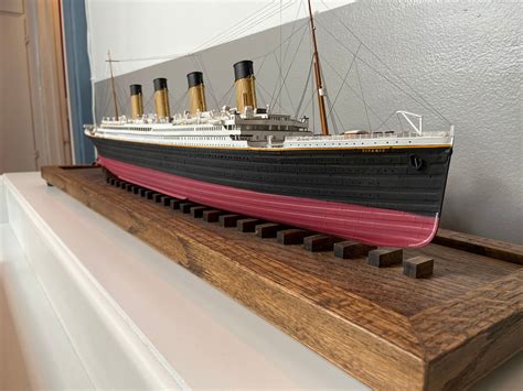 Custom Ship Model Wooden Base Display Stand Titanic Etsy