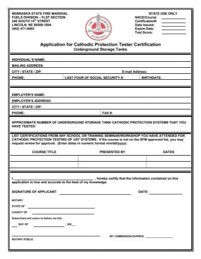 Application For Individual Certification Nebraska State Fire Marshal