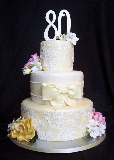 Damask 80th Birthday Cake 80 Birthday Cake Beautiful Cakes Pretty Cakes