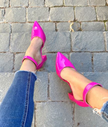 Tacones Fucsia Charol De Taco Cuadrado Pinta La Moda