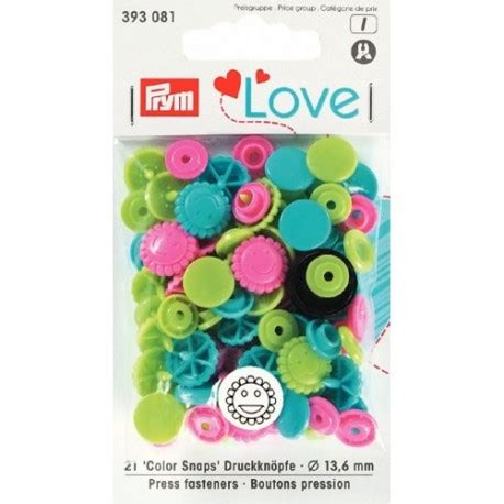 30 Boutons Pressions Color Snaps Love Fleurs Mix Fuchsia Vert