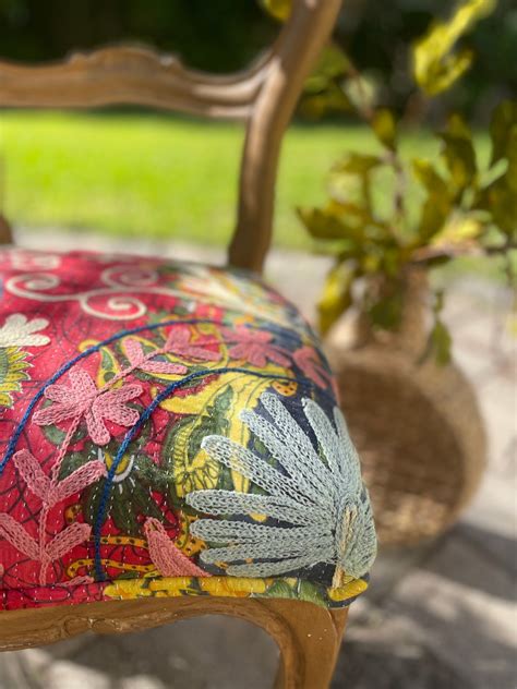 Boho Kantha Quilt Accent Chair Etsy