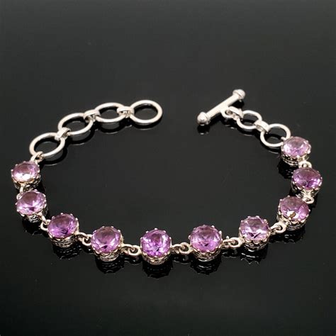 Amethyst Faceted Sterling Silver Bracelet The Fossil Cartel