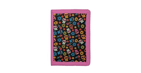 Disney Pixar Coco Sugar Skull And Floral Pattern Trifold Wallet Zazzle