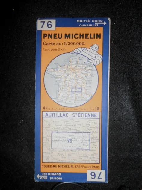 Vintage French Michelin Map Aurillac St Etienne Feuille Carte