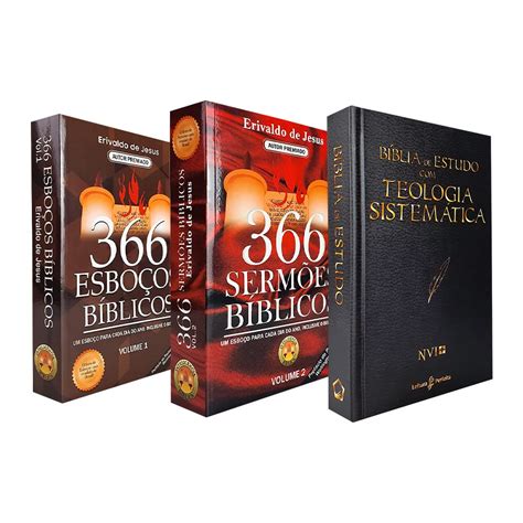 Livros De Estudo Bíblico - Kit 3 Livros | Esboços e Sermões Bíblicos Vol. 1 e Vol 2 + Bíblia de ...