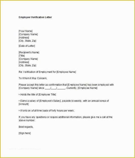 Letter Confirming Employment Free Template Of 40 Proof Of Employment