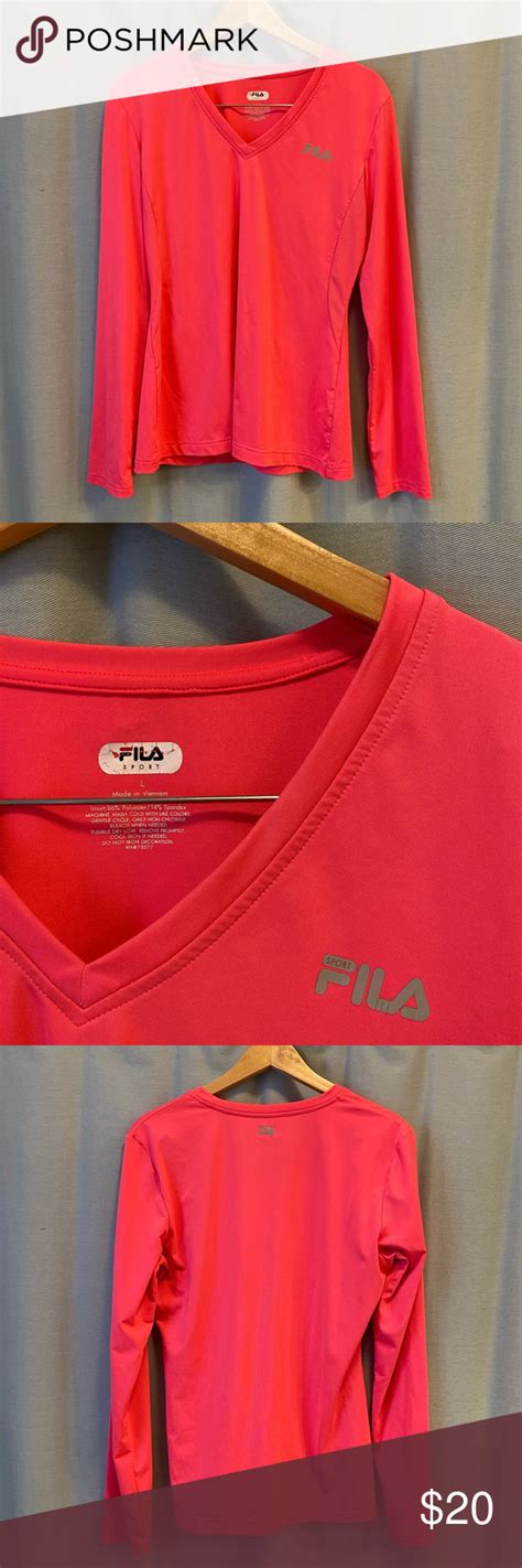 Fila Workout Shirt Long Sleeve Running Shirt Long Sleeve Workout Top Long Sleeve Activewear