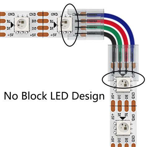 Pin L Shape Rgb Corner Led Connector For Mm Smd Led Strips