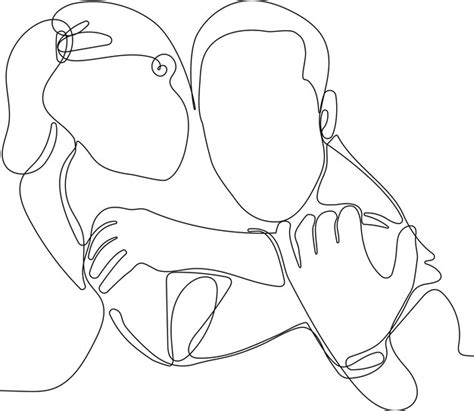 Premium Vector One Line Drawing Of Man Hugging Him Self Vector