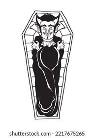 Vector Illustration Vampire Coffin Stock Vector Royalty Free