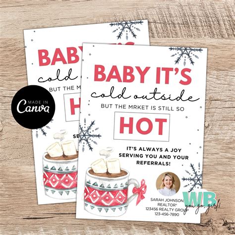 Printable Hot Cocoa Christmas Gift Tag Baby It S Cold Outside Pop By Tag Christmas Realtor