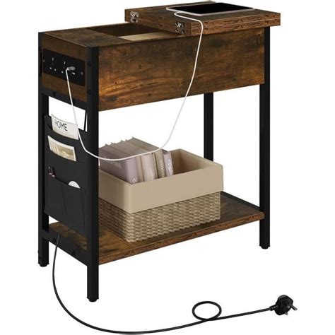 EUGAD Table D Appoint Avec USB Prises Table Basse Avec Pochette Bout