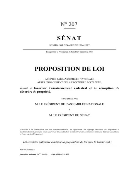 S ÉNAT PROPOSITION DE LOI N 207 visant à