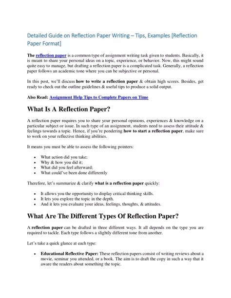 PPT - How To Write A Reflection Paper? Important Tips, Format, Example PowerPoint Presentation ...