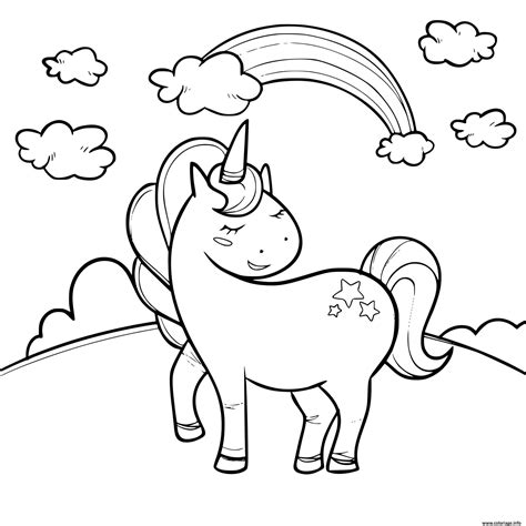 Coloriage licorne majestueuse arc en ciel - JeColorie.com