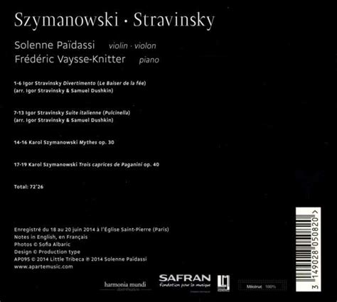 Igor Strawinsky Pulcinella Suite F R Violine Klavier Cd Wom