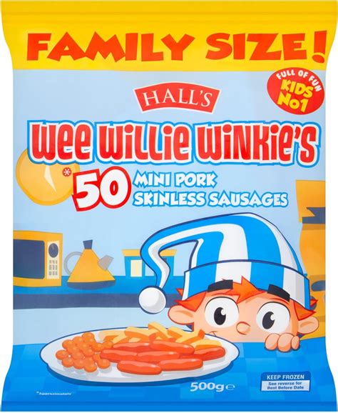 Halls Wee Willie Winkies 50 Mini Pork Skinless Sausages 500g Frozen