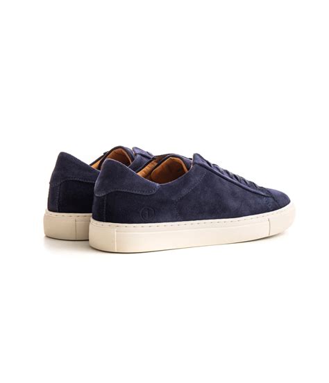 Baskets Basses En Cuir Nubuck Marine Pour Homme Marque De Qualit