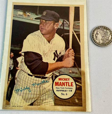 Bid Now 1967 Topps Baseball Pin Ups No 6 Mickey Mantle New York