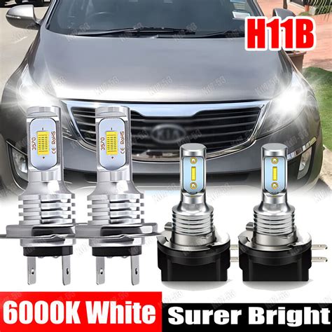 Combo H H B Led Headlight High Low Beam Bulbs Kit For Kia Sportage