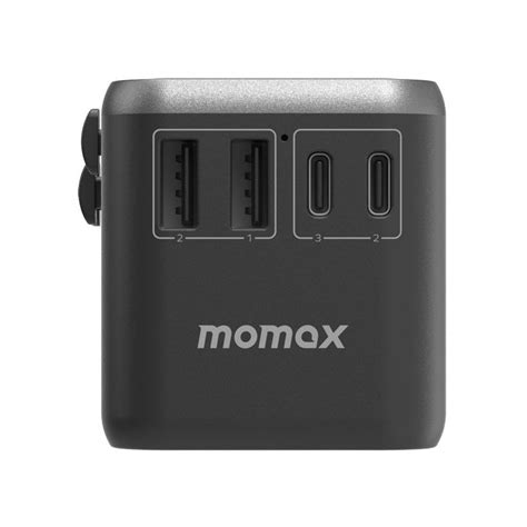 Momax World W Gan Port Ac Travel Adapter Black Geewiz