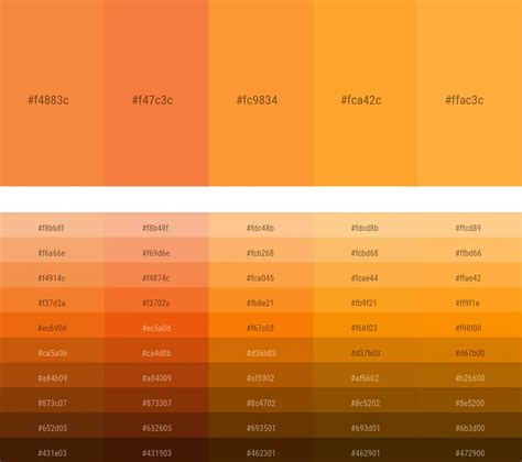 Shades of Orange Color Names, Hex, RGB, CMYK Codes