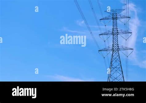 High Voltage Transmission Towers With Complex Steel Structures Stock