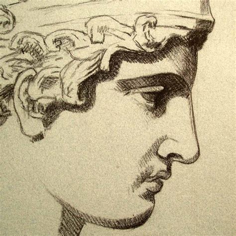 Antique 19c French Charcoal Drawing Roman Goddess With Helmet Sold On