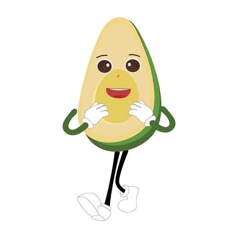 Cartoon Avocados Mascot Characters Hand Drawn Doodle Style Cartoon