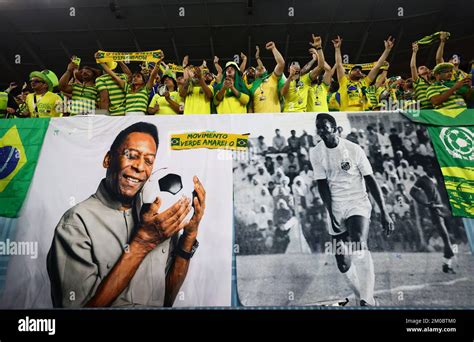 Doha Katar Dezember Brasilianische Fans Mit Einem Banner