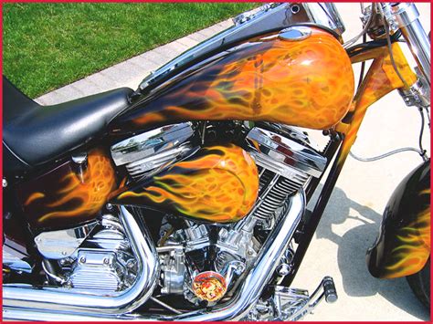 Flaming Harley Cassatto Airbrushing Custom Paints And Design