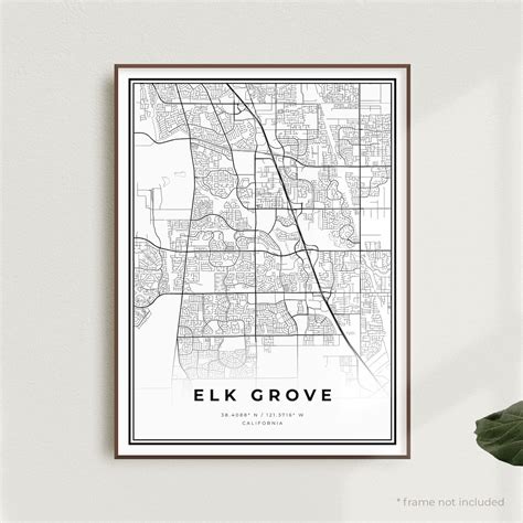 Elk Grove Map Print Elk Grove Street Map Poster California Etsy