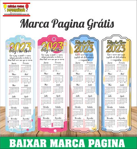 Marca Pagina Calendário 2023 Pronto Para Imprimir Calendário