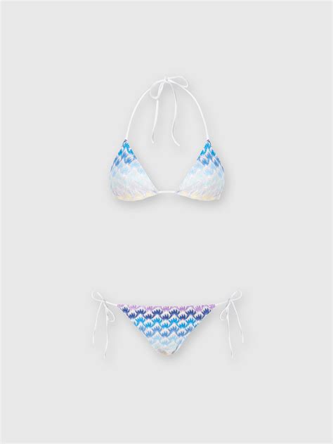 Dégradé lace effect bikini with lurex Blue Missoni