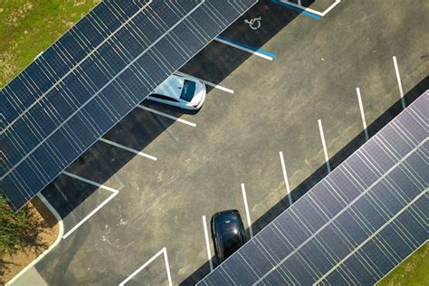 Premium Photo Aerial View Of Solar Panels Installed As Shade Roof