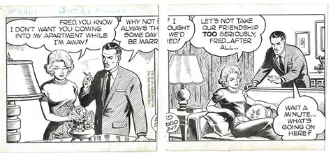 Original Artwork 1967 Us Comic Strip Two Panels Ink On Card 7 X 7 5