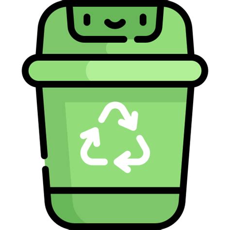 Recycle Bin Kawaii Lineal Color Icon