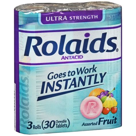 Rolaids Antacid Chewable Tablets Ultra Strength Assorted Fruit 30 TB