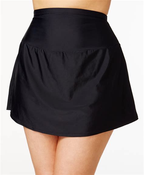 Island Escape Plus Size Tummy Control Swim Skirt Created For Macys